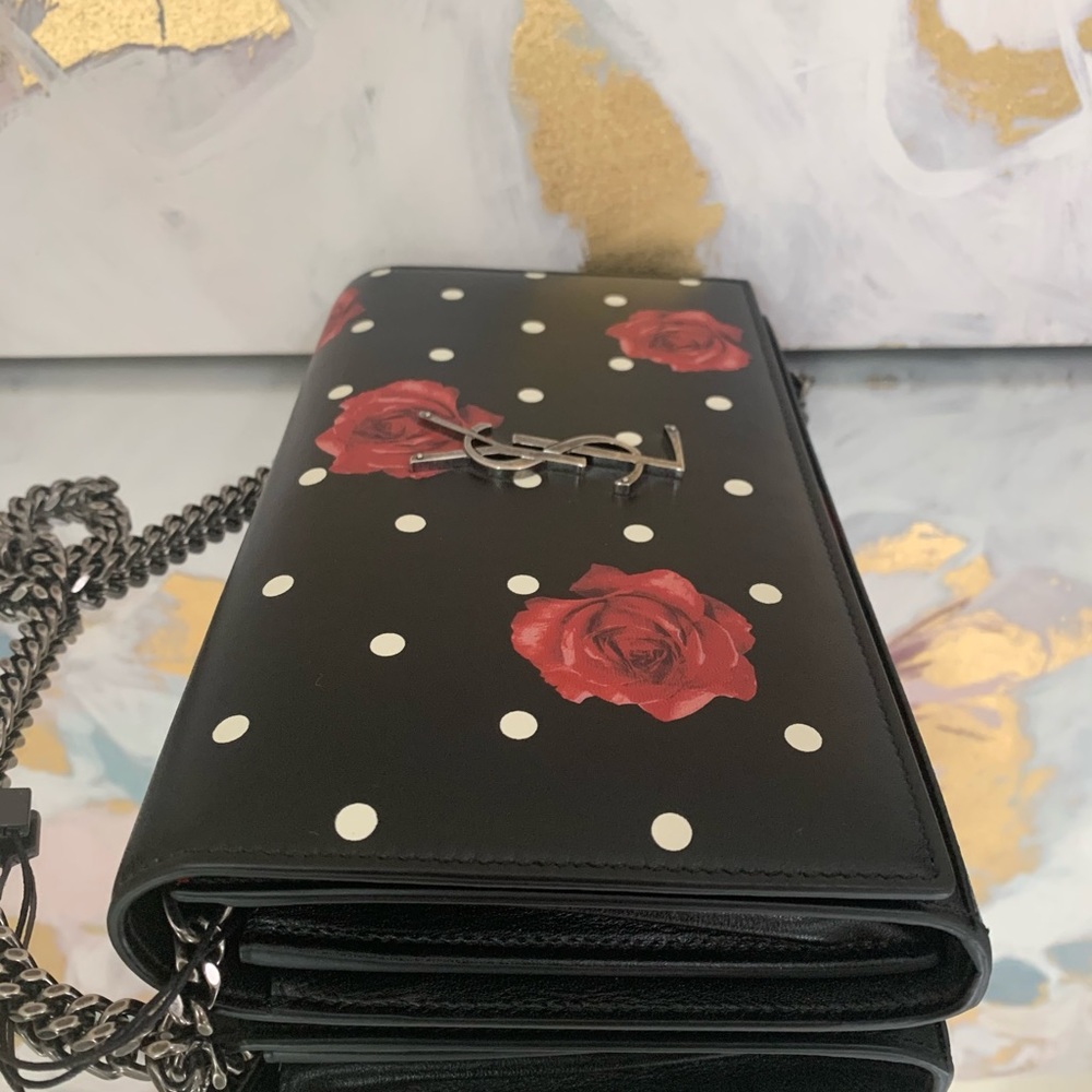 Saint Laurent Polka Dot Floral Monogram WOC - Picture 6 of 11